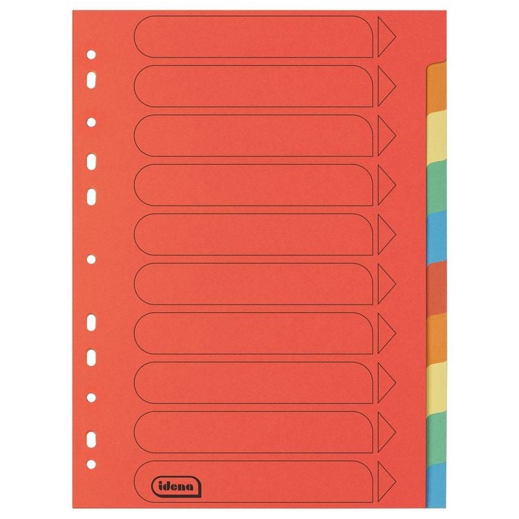 Produktbild: Idena Kartonregister 10teilig 5 Farben 150g/m&sup2; DIN A4