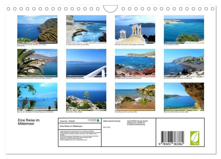 Produktbild: Eine Reise im Mittelmeer (Wandkalender 2026 DIN A4 quer), CALVENDO Monatskalender