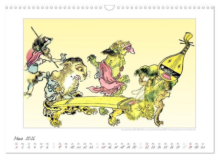 Produktbild: Kawanabe Kyosai - Einhundert D&auml;monen Kunstkalender (Wandkalender 2026 DIN A3 quer), CALVENDO Monatskalender
