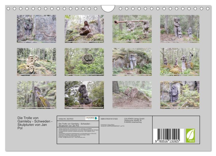 Produktbild: Die Trolle von Gamleby - Schweden - Skulpturen von Jan Pol (Wandkalender 2026 DIN A4 quer), CALVENDO Monatskalender