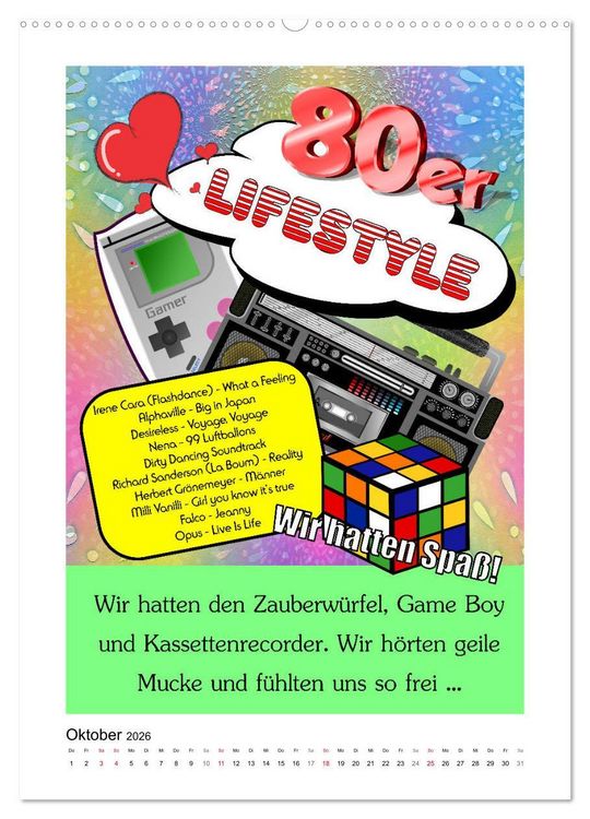 Produktbild: Die coolen 80er. Sch&ouml;n war die Zeit! (hochwertiger Premium Wandkalender 2026 DIN A2 hoch), Kunstdruck in Hochglanz