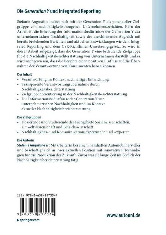 Produktbild: Die Generation Y und Integrated Reporting