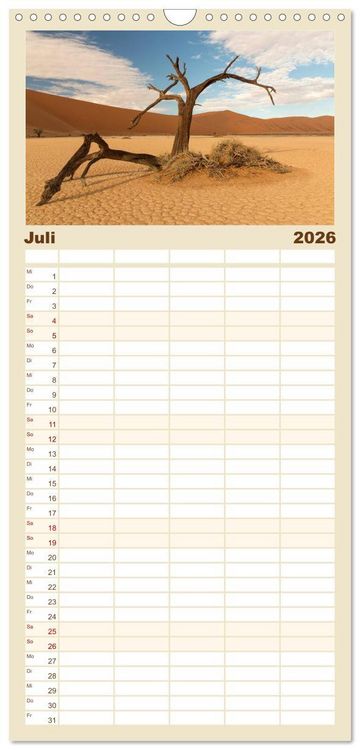 Produktbild: Familienplaner 2026 - Lichterf&uuml;lltes Namibia mit 5 Spalten (Wandkalender, 21 x 45 cm) CALVENDO