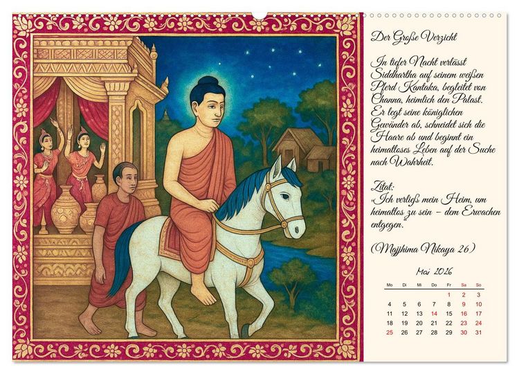 Produktbild: Siddhartas Pfad zum Buddha (Wandkalender 2026 DIN A2 quer), CALVENDO Monatskalender