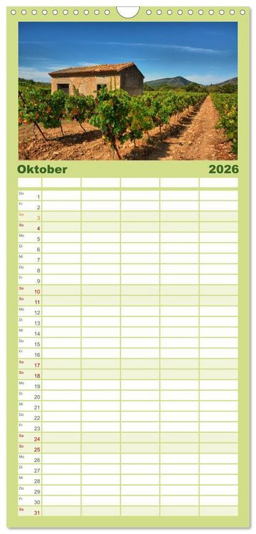 Produktbild: Familienplaner 2026 - Languedoc-Roussillon - unter der Sonne des Midi mit 5 Spalten (Wandkalender, 21 x 45 cm) CALVENDO