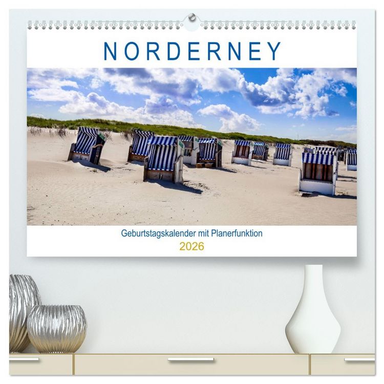 Produktbild: NORDERNEY Geburtstagskalender mit Planerfunktion (hochwertiger Premium Wandkalender 2026 DIN A2 quer), Kunstdruck in Hochglanz