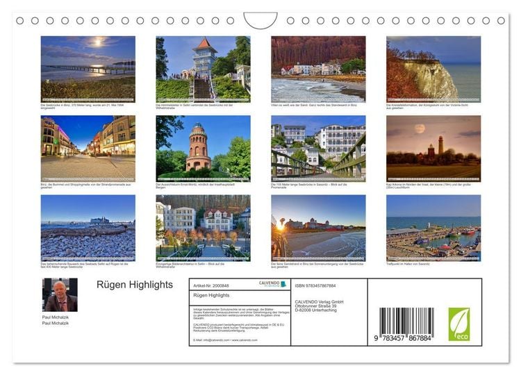Produktbild: R&uuml;gen Highlights (Wandkalender 2026 DIN A4 quer), CALVENDO Monatskalender
