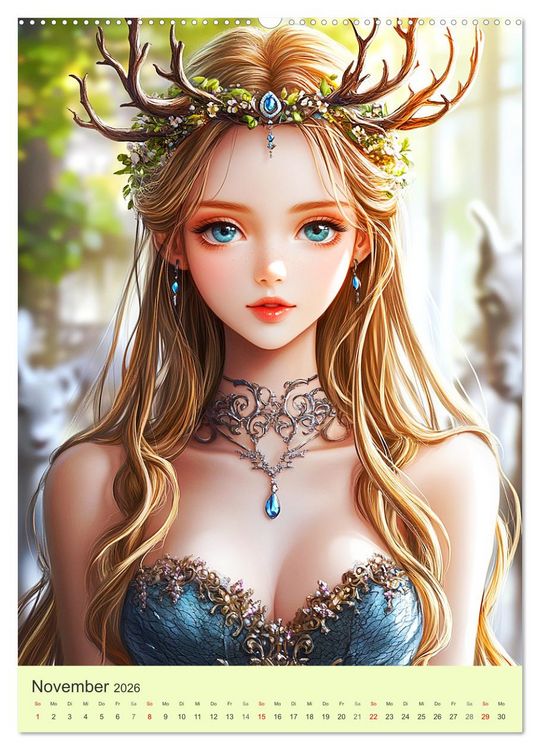 Produktbild: Keltische Mythen. Die magische Anderwelt-Fantasy im Manga-Stil (Wandkalender 2026 DIN A2 hoch), CALVENDO Monatskalender