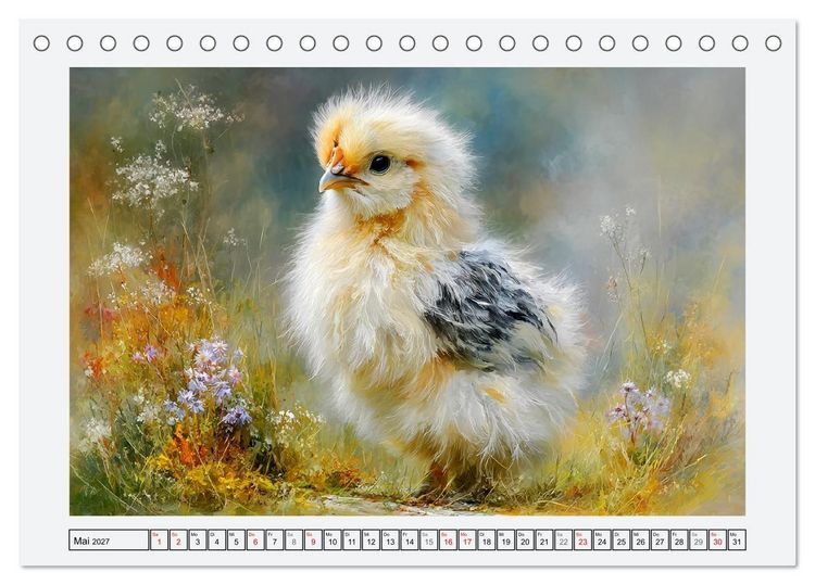 Produktbild: H&uuml;hner und K&uuml;ken. Fluffige Freunde (Tischkalender 2027 DIN A5 quer), CALVENDO Monatskalender