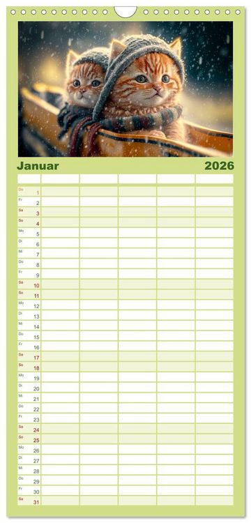 Produktbild: Familienplaner 2026 - Katzen Freunde mit 5 Spalten (Wandkalender, 21 x 45 cm) CALVENDO