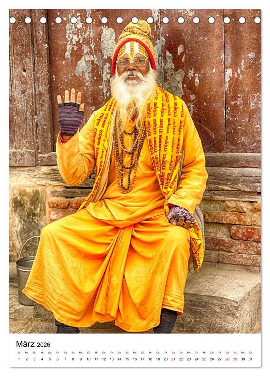 Produktbild: Sadhus - Die heiligen M&auml;nner von Nepal (Tischkalender 2026 DIN A5 hoch), CALVENDO Monatskalender