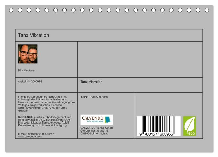 Produktbild: Tanz Vibration (Tischkalender 2026 DIN A5 quer), CALVENDO Monatskalender