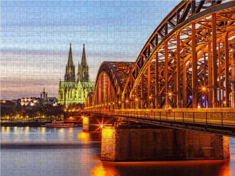 Produktbild: CALVENDO Puzzle Hohenzollernbr&uuml;cke (K&ouml;ln-Deutschland) 1000 Teile Lege-Gr&ouml;&szlig;e 64 x 48 cm Foto-Puzzle Bild von TJPhotography