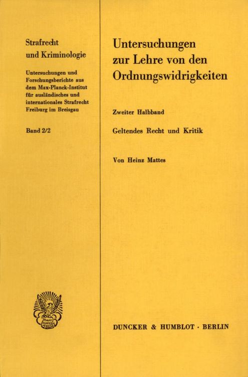 Produktbild: Untersuchungen zur Lehre von den Ordnungswidrigkeiten.