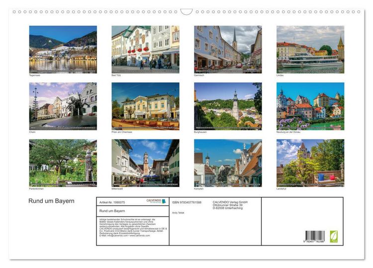 Produktbild: Rund um Bayern (Wandkalender 2026 DIN A2 quer), CALVENDO Monatskalender