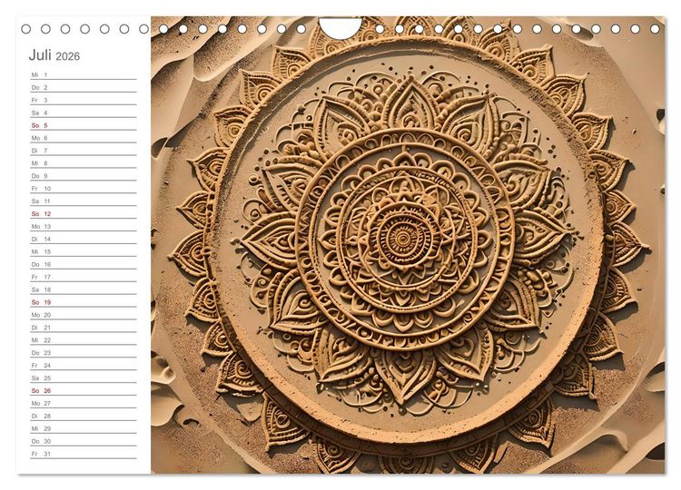 Produktbild: Natural Mandalas - Kraftvolle KI Mandalas aus Naturmaterialien (Wandkalender 2026 DIN A4 quer), CALVENDO Monatskalender