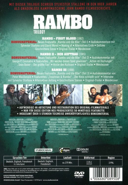 Produktbild: Rambo Trilogy / Uncut / Digital Remastered