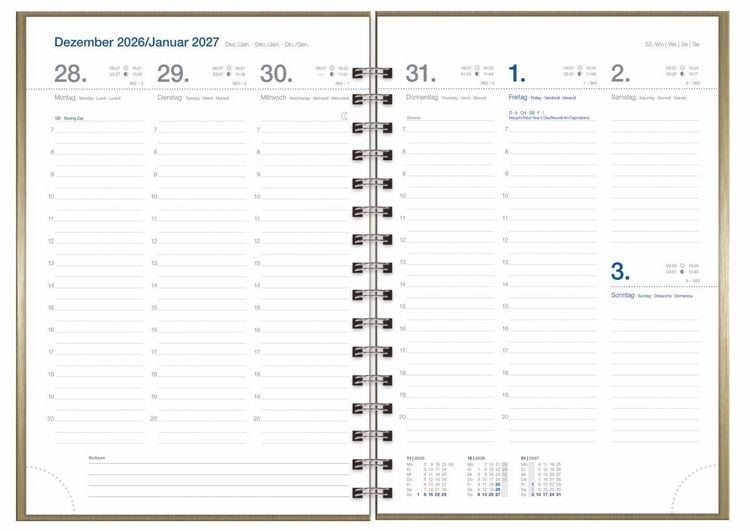 Produktbild: Wochen-Cheftimer A5, Alu gold 2027