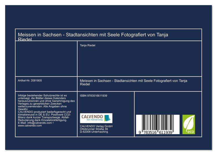 Produktbild: Meissen in Sachsen - Stadtansichten mit Seele Fotografiert von Tanja Riedel (Tischkalender 2026 DIN A5 quer), CALVENDO Monatskalender