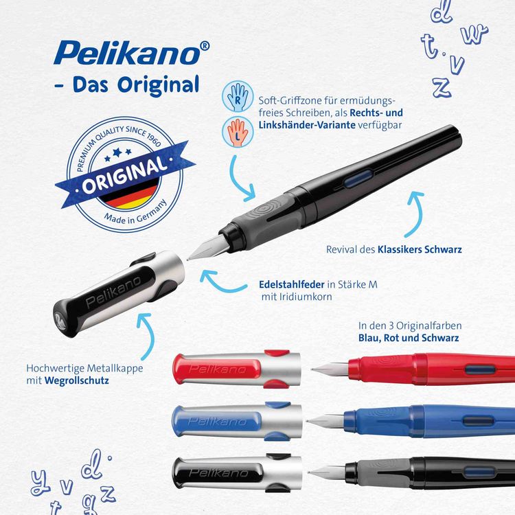 Produktbild: Pelikan F&uuml;ller Pelikano&reg; Original f&uuml;r Rechtsh&auml;nder, Rot, Feder M