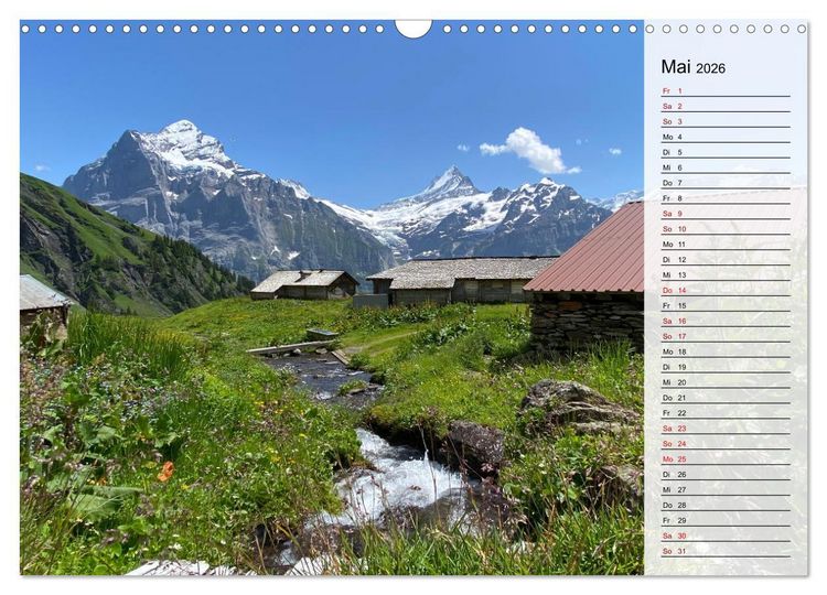 Produktbild: Alpenauszeit - Schweizer Bergsommermomente f&uuml;r die Seele (Wandkalender 2026 DIN A3 quer), CALVENDO Monatskalender
