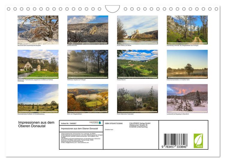 Produktbild: Impressionen aus dem Oberen Donautal (Wandkalender 2026 DIN A4 quer), CALVENDO Monatskalender