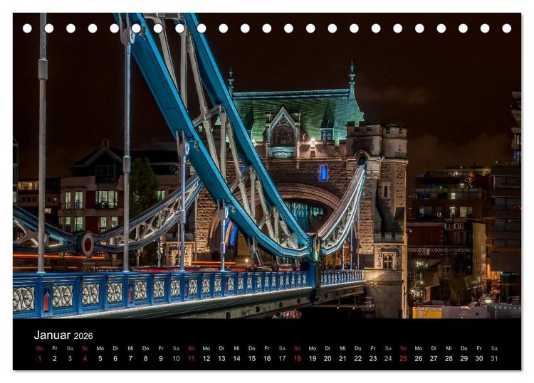 Produktbild: London - Nachts an der Themse (Tischkalender 2026 DIN A5 quer), CALVENDO Monatskalender