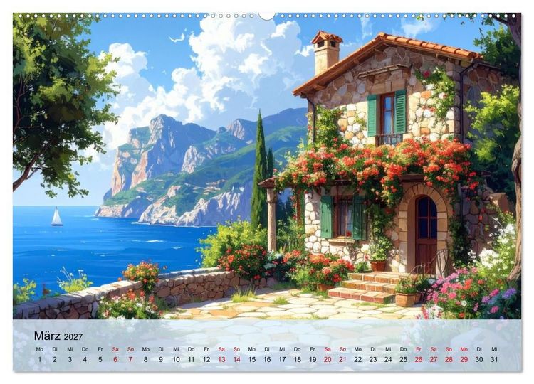 Produktbild: Romantische italienische H&auml;user am Meer (Wandkalender 2027 DIN A2 quer), CALVENDO Monatskalender