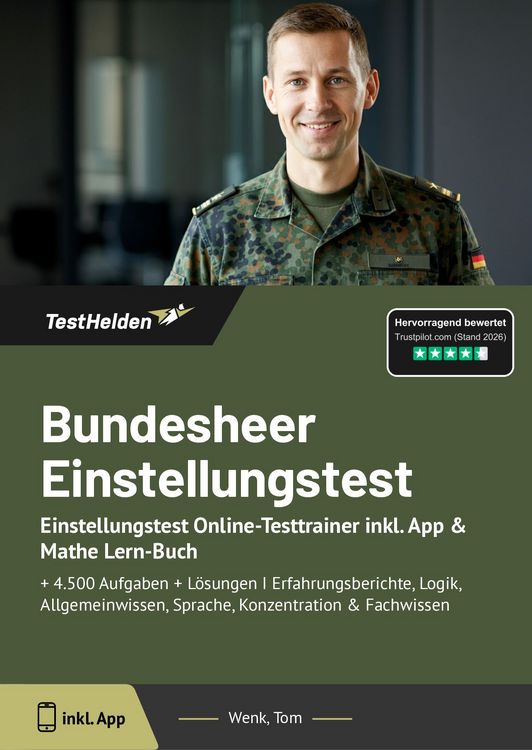 Produktbild: Bundesheer Einstellungstest: Einstellungstest Online-Testtrainer inkl. App & Mathe Lern-Buch