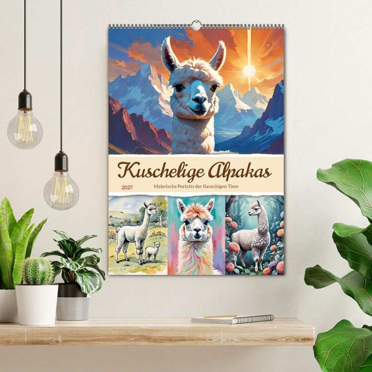 Produktbild: Kuschelige Alpakas (Wandkalender 2027 DIN A2 hoch), CALVENDO Monatskalender