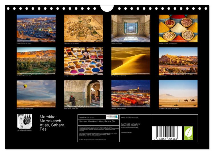 Produktbild: Marokko: Marrakesch, Atlas, Sahara, F&egrave;s (Wandkalender 2026 DIN A4 quer), CALVENDO Monatskalender