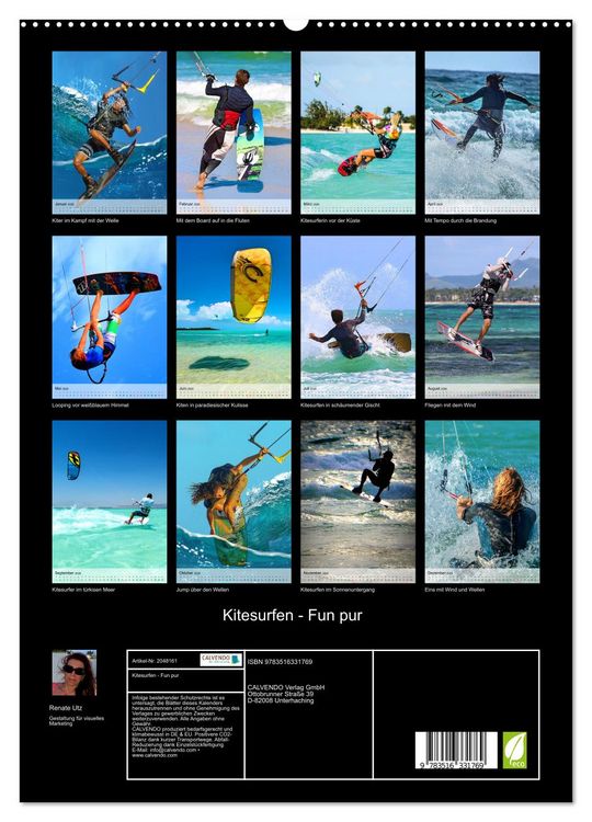 Produktbild: Kitesurfen - Fun pur (hochwertiger Premium Wandkalender 2026 DIN A2 hoch), Kunstdruck in Hochglanz