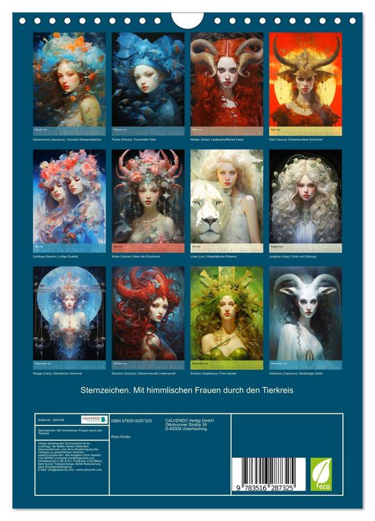 Produktbild: Sternzeichen. Mit himmlischen Frauen durch den Tierkreis (Wandkalender 2026 DIN A4 hoch), CALVENDO Monatskalender