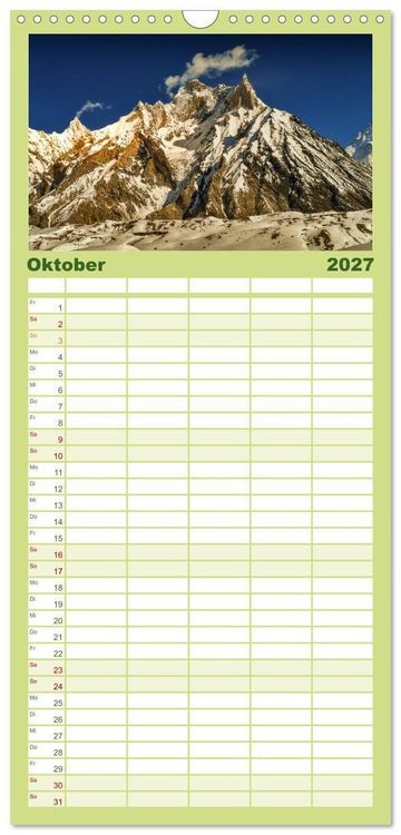 Produktbild: Familienplaner 2027 - Berge des Karakorum mit 5 Spalten (Wandkalender, 21 x 45 cm) CALVENDO