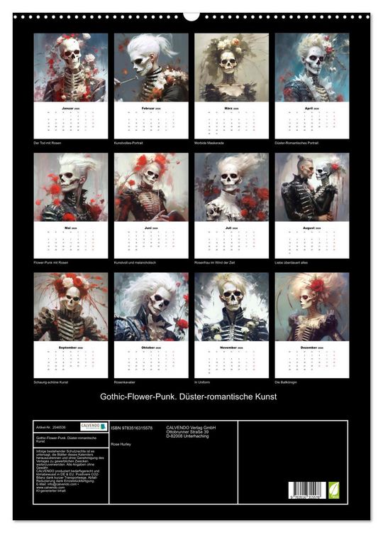 Produktbild: Gothic-Flower-Punk. D&uuml;ster-romantische Kunst (Wandkalender 2026 DIN A2 hoch), CALVENDO Monatskalender