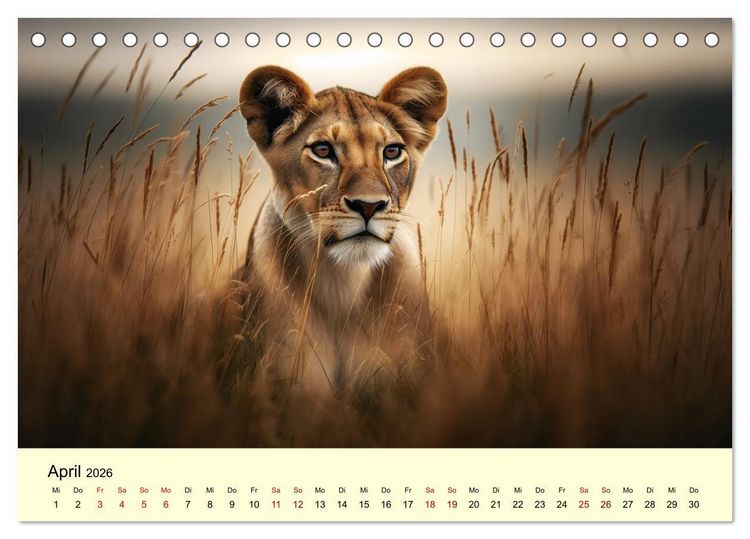 Produktbild: Majest&auml;tische L&ouml;wen - Die Herrscher der Wildnis (Tischkalender 2026 DIN A5 quer), CALVENDO Monatskalender