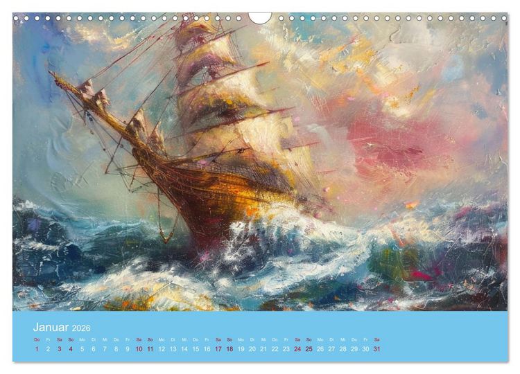 Produktbild: Das trunkene Schiff mit Bildern im William Turner-Stil (Wandkalender 2026 DIN A3 quer), CALVENDO Monatskalender