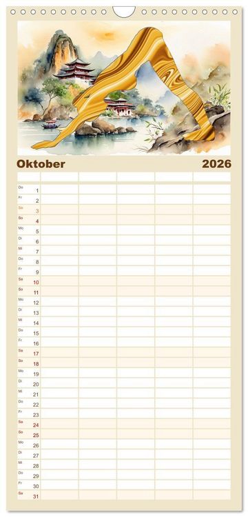 Produktbild: Familienplaner 2026 - YOGA - Harmonie von K&ouml;rper, Geist und Seele mit 5 Spalten (Wandkalender, 21 x 45 cm) CALVENDO
