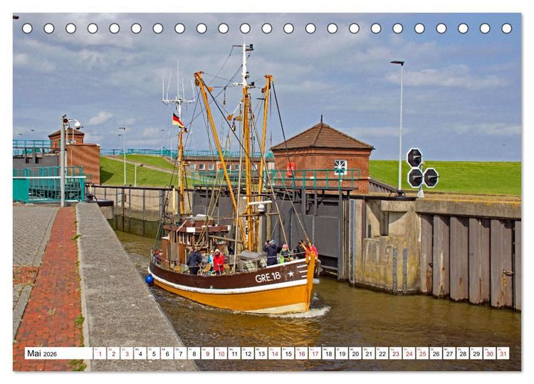 Produktbild: GREETSIEL - Schafe - Krabbenkutter - M&ouml;wen (Tischkalender 2026 DIN A5 quer), CALVENDO Monatskalender