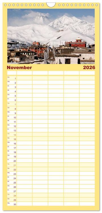 Produktbild: Familienplaner 2026 - Nepal mit 5 Spalten (Wandkalender, 21 x 45 cm) CALVENDO