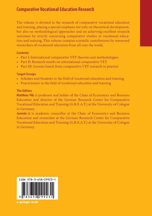 Produktbild: Comparative Vocational Education Research
