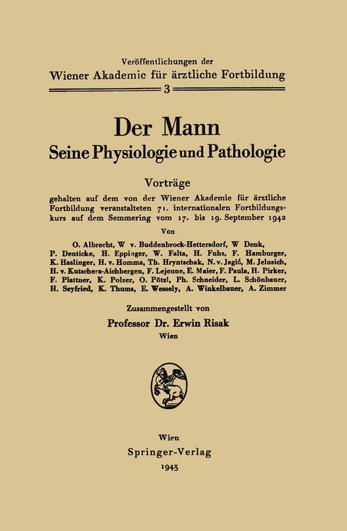 Produktbild: Der Mann Seine Physiologie und Pathologie