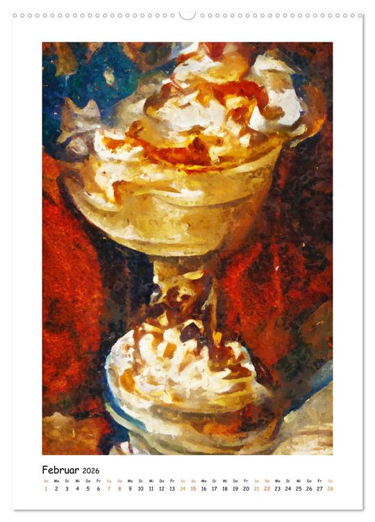 Produktbild: Eisbecher-Tr&auml;ume - Kunstvoll gemalte Eiskreationen in Acryl (hochwertiger Premium Wandkalender 2026 DIN A2 hoch), Kunstdruck in Hochglanz