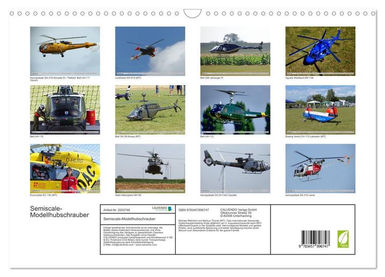 Produktbild: Semiscale-Modellhubschrauber (Wandkalender 2026 DIN A3 quer), CALVENDO Monatskalender