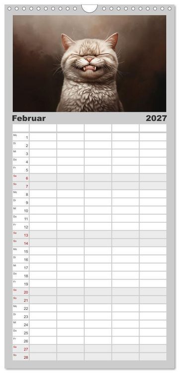 Produktbild: Familienplaner 2027 - Auch Katzen lachen gern mit 5 Spalten (Wandkalender, 21 x 45 cm) CALVENDO