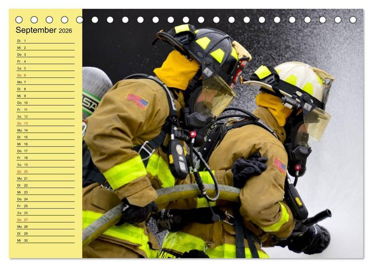 Produktbild: Die Feuerwehr. U.S. Firefighter im Einsatz (Tischkalender 2026 DIN A5 quer), CALVENDO Monatskalender
