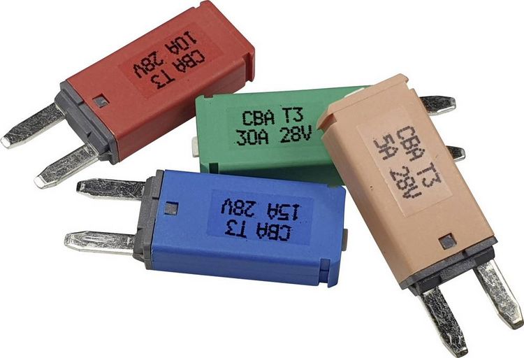 Produktbild: Hansor Circuit Breaker Mini, type 3. Manual Reset, 5A CBA3 Series 5A Sicherungsautomat Standard Flachsicherung 5 A Hellbraun 1 St.