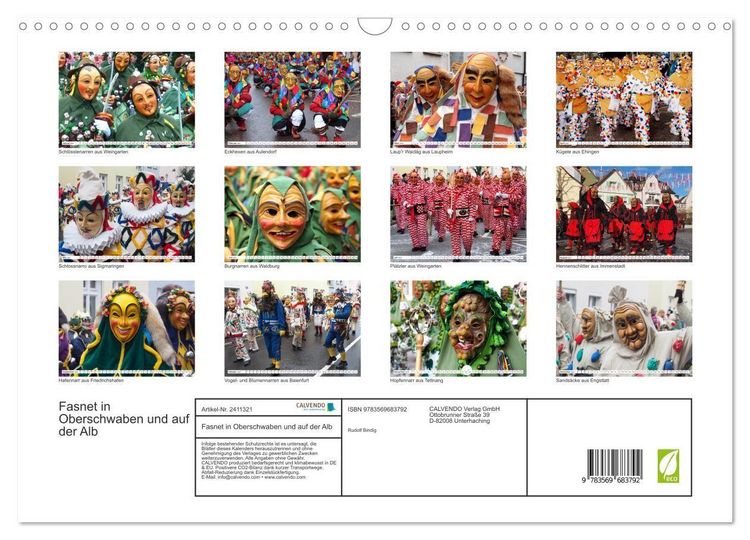 Produktbild: Fasnet in Oberschwaben und auf der Alb (Wandkalender 2027 DIN A3 quer), CALVENDO Monatskalender