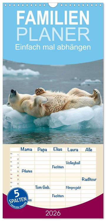 Produktbild: Familienplaner 2026 - Einfach mal abh&auml;ngen mit 5 Spalten (Wandkalender, 21 x 45 cm) CALVENDO
