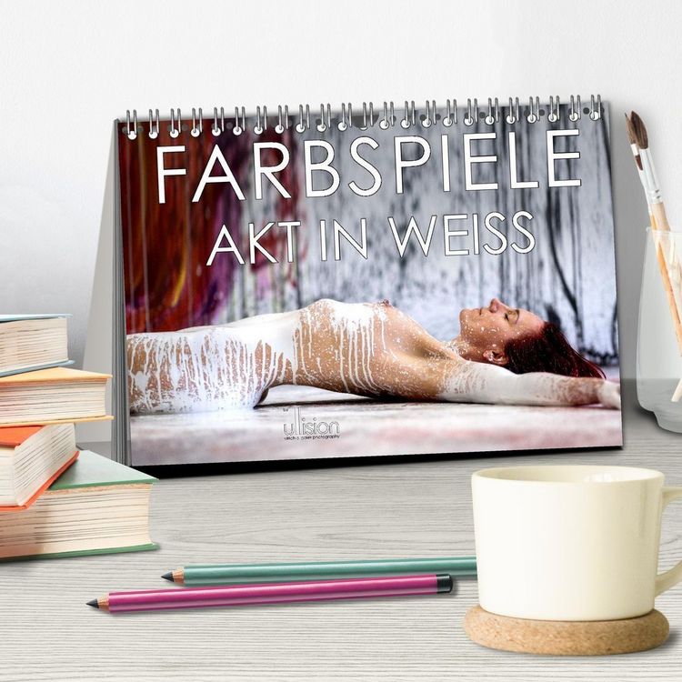 Produktbild: Farbspiele &ndash; Akt in Wei&szlig; (Tischkalender 2027 DIN A5 quer), CALVENDO Monatskalender